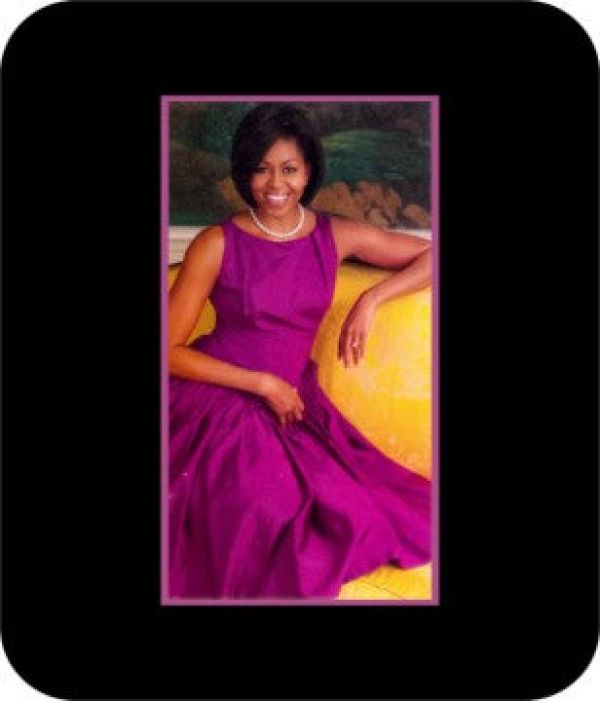 Michelle Obama Purple Dress Black Art Mousepad